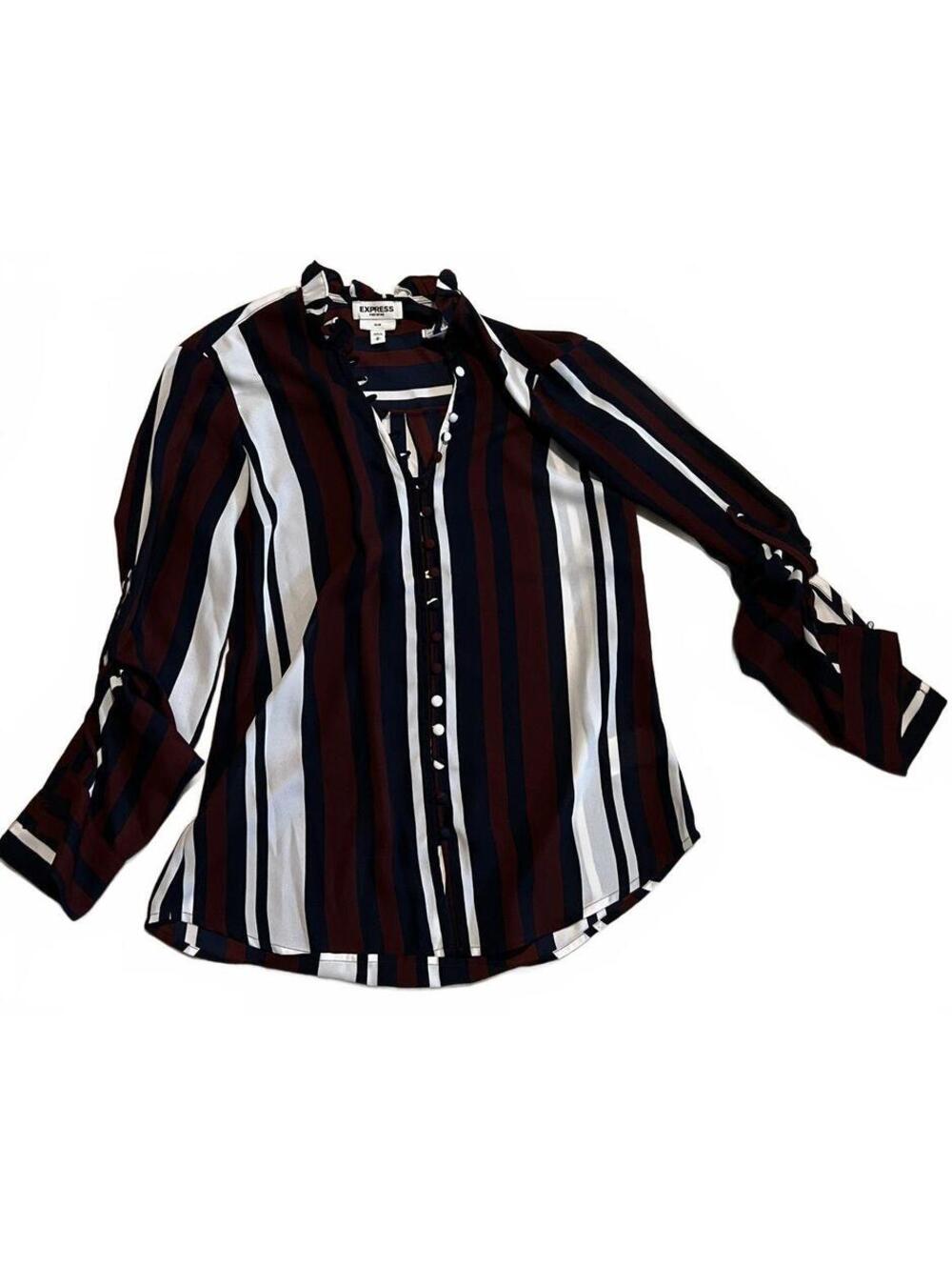 Express Portofino Slim Fit Striped Button-Up Shirt - Size Small